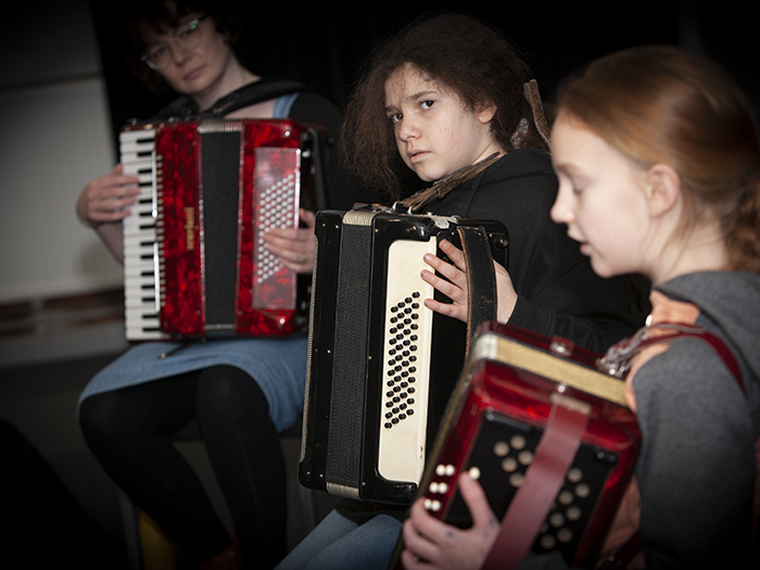 Group in accordion workshop